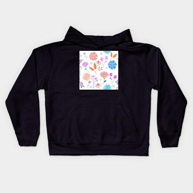 Wild flowers print Kids Hoodie by Papergrape